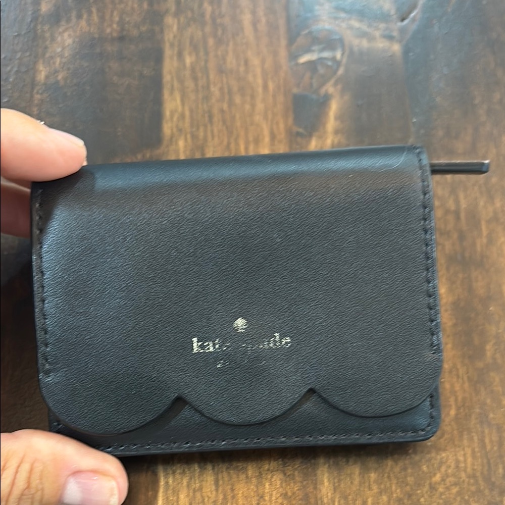 Kate Spade Black Scalloped Leather Card Holder